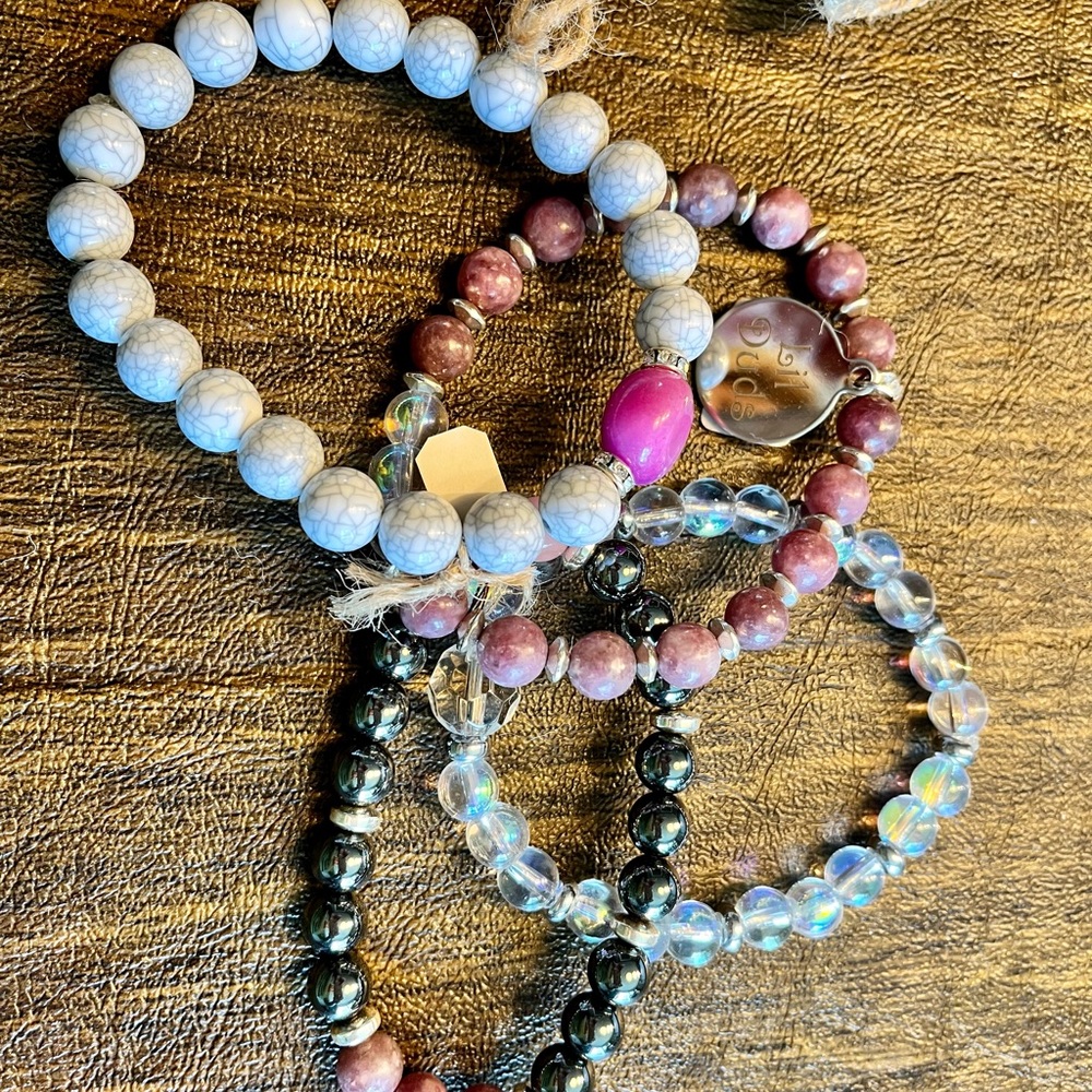 Gemstone And Hematite Bracelet Stack - image 2